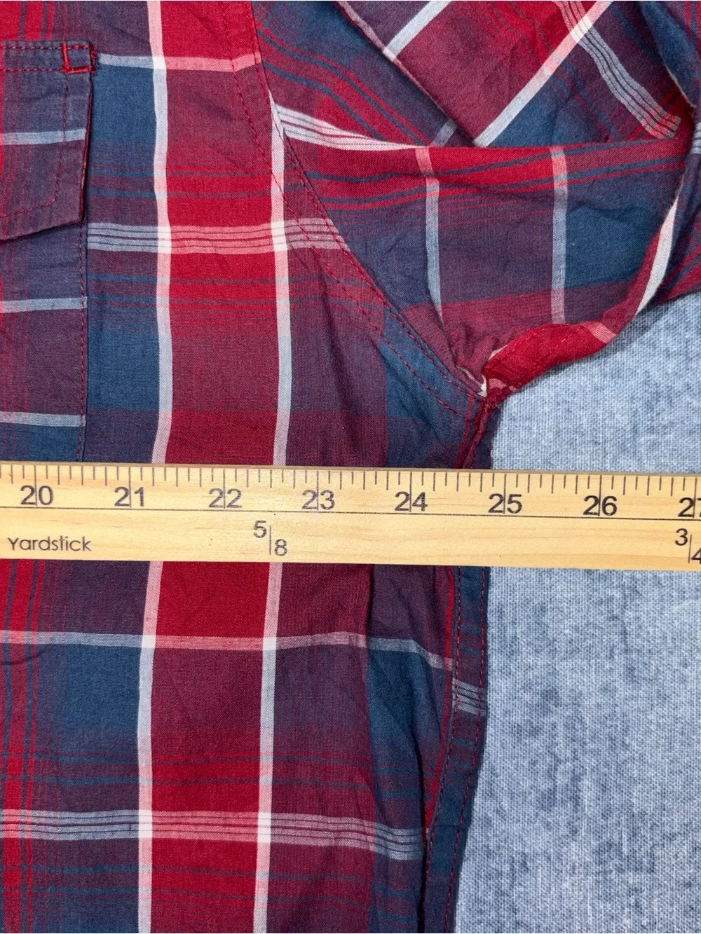 Levi's Men's Red and Blue Plaid Button-Down Shirt